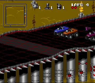 Rock n' Roll Racing (USA) (Beta) screen shot game playing